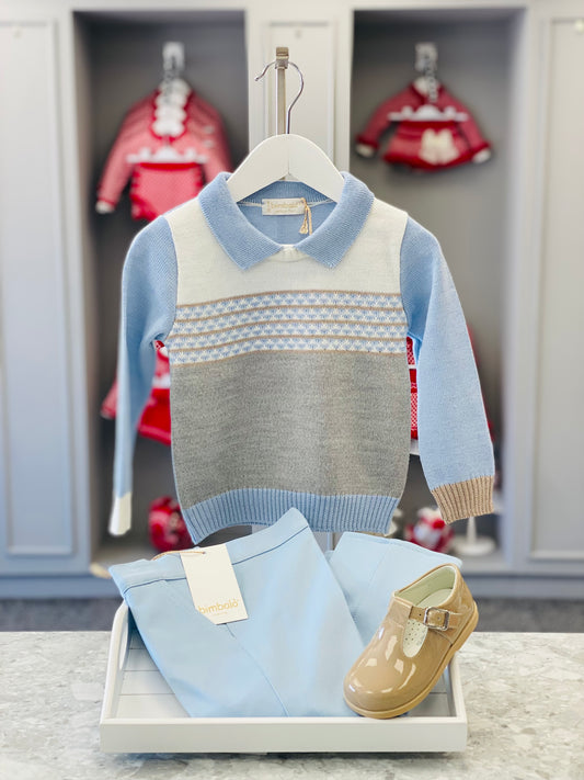 AW25 BIMBALO Boys Blue & Grey Trouser Set