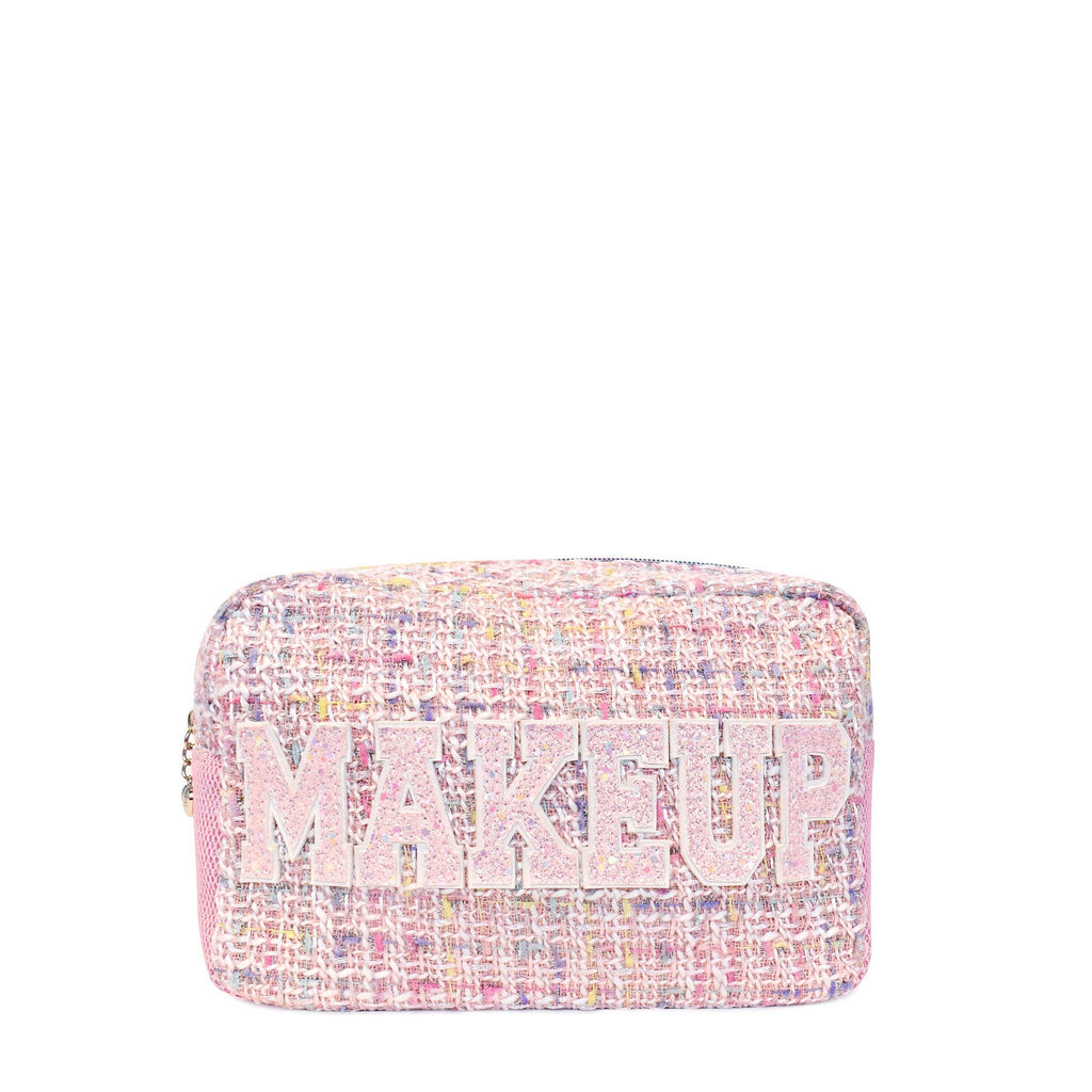 OMG Accessories Makeup pastel tweed pouch