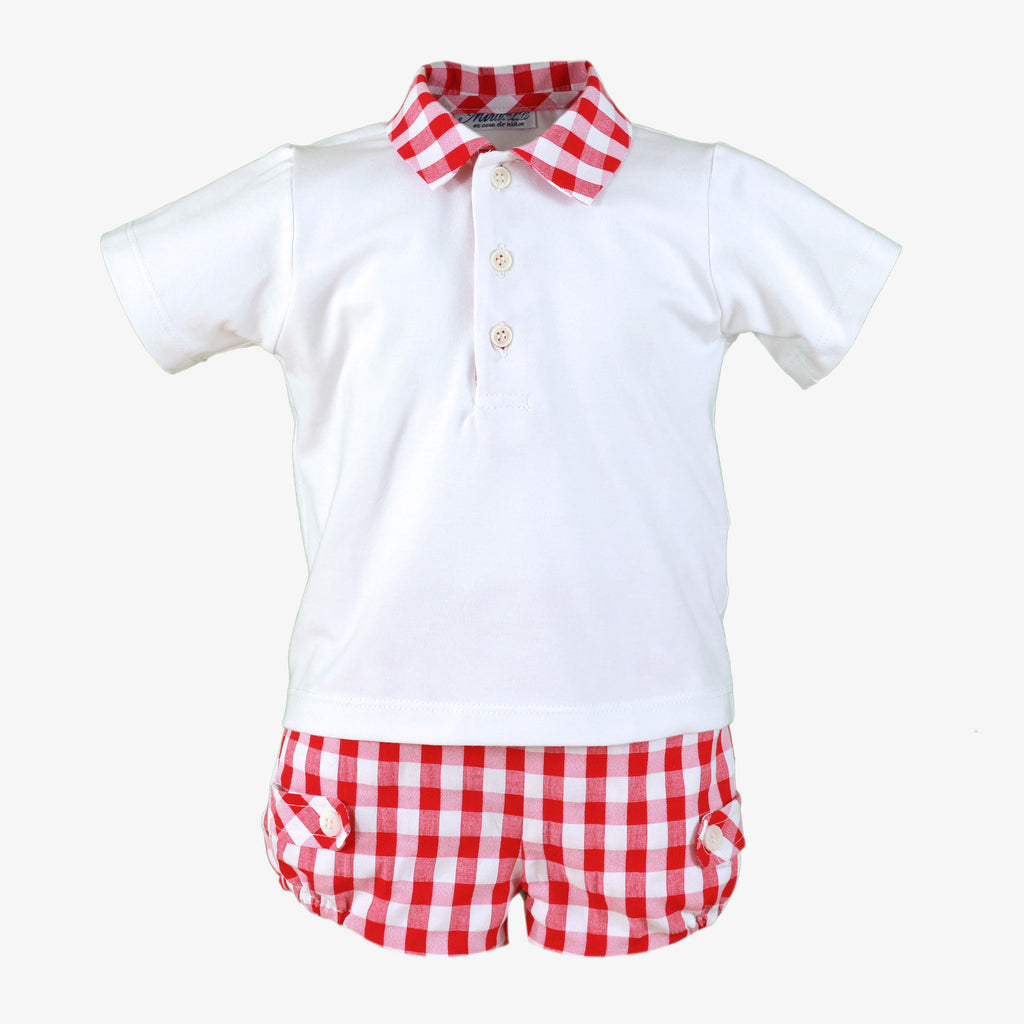 MIRANDA Red & White Gingham Boys Short Set - 516/23