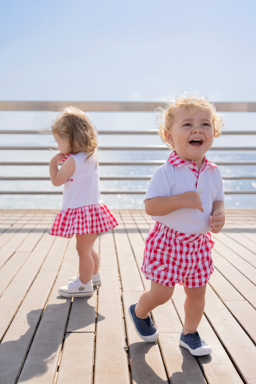 MIRANDA Red & White Gingham Boys Short Set - 516/23