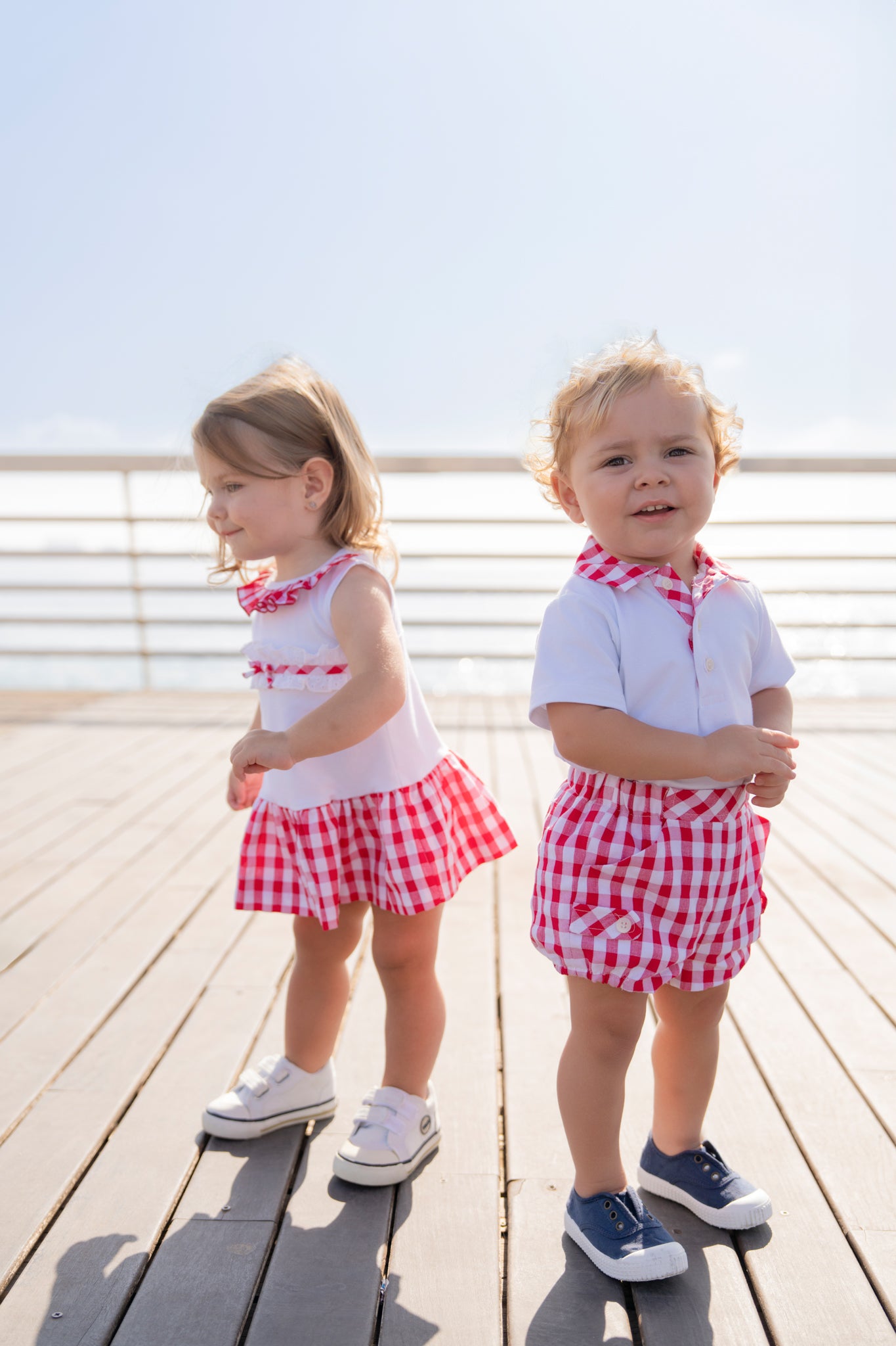 MIRANDA Red & White Gingham Boys Short Set - 516/23