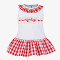 MIRANDA Red & White Gingham Girls Drop Waist Dress - 517V