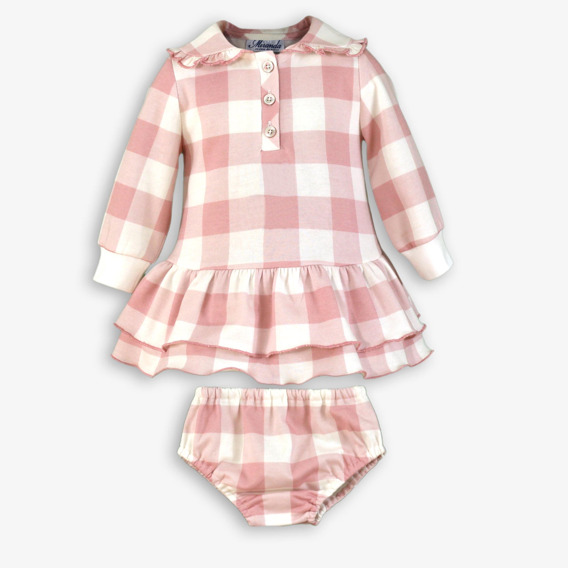 AW25 MIRANDA Pink Check Girls Dress & Knickers - 517VB