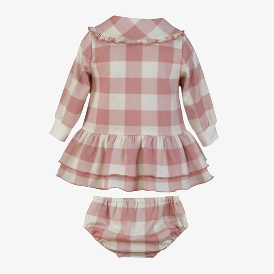 AW25 MIRANDA Pink Check Girls Dress & Knickers - 517VB