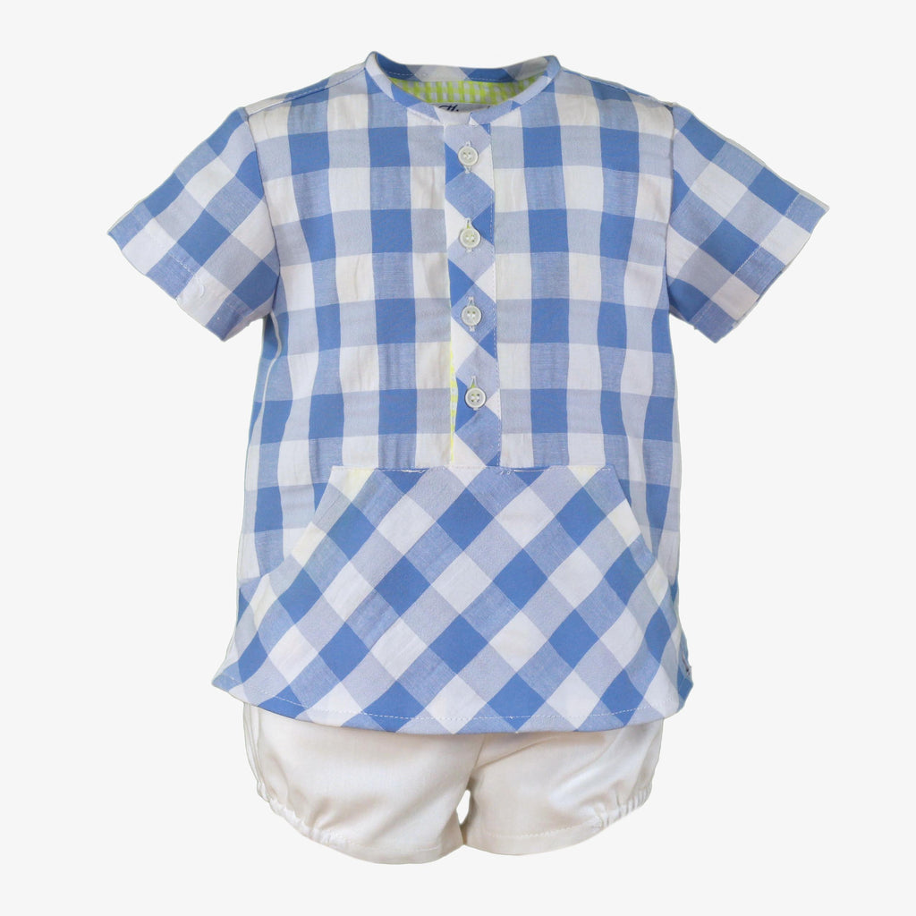 MIRANDA Blue Boys Gingham Check Short Set - 522/23