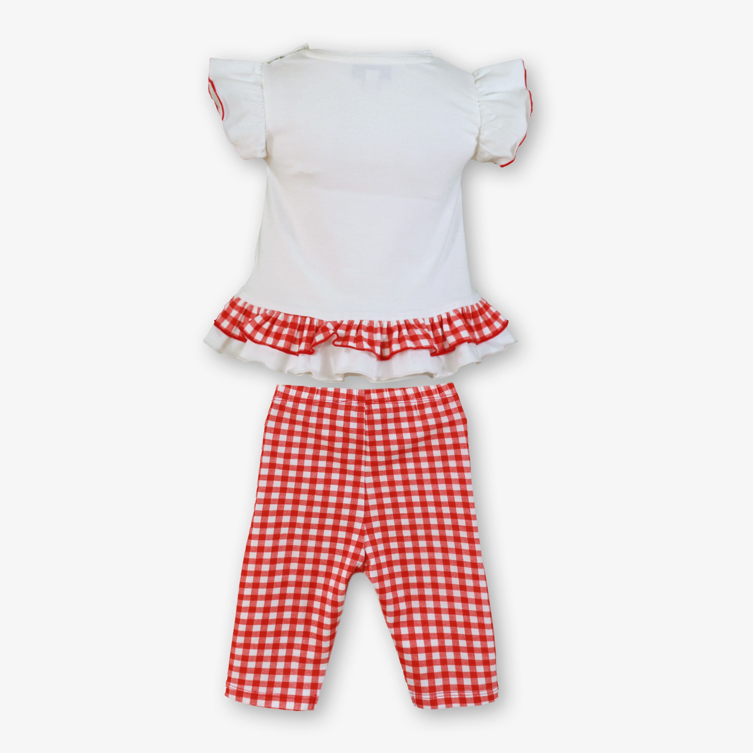 IRANDA Red Gingham Girls Leggings Set