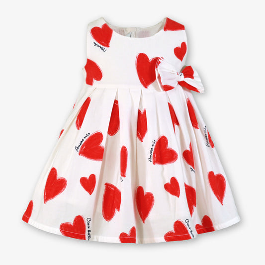 Miranda Corazon red and white heart print girls dress front view
