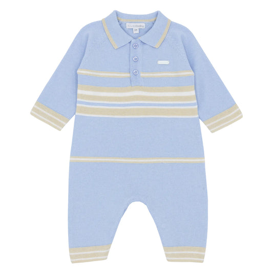 AW25 BLUES BABY Rochefort Boys Blue Knitted Romper - 2127