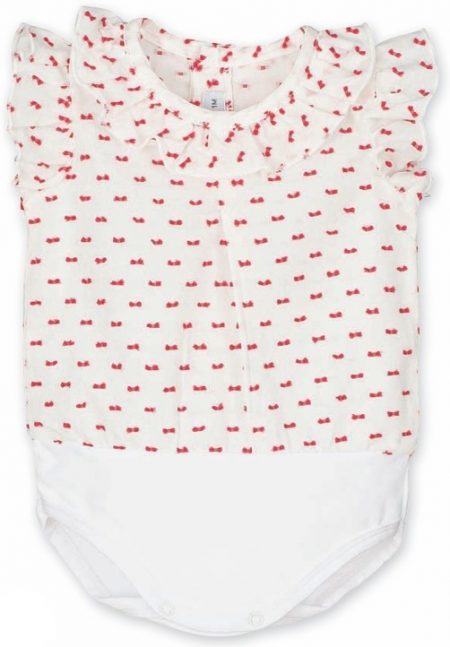 CALAMARO BASICS Baby Girls Red & White Plumeti Vest - 19103