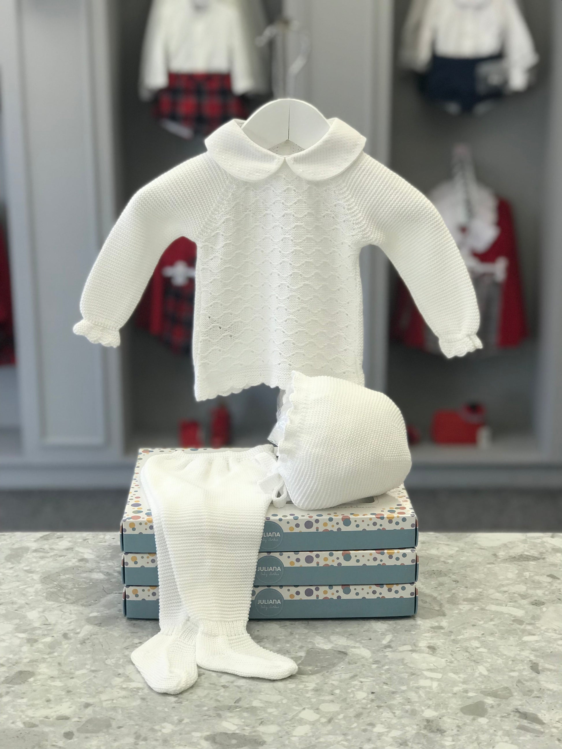 JULIANA LAYETTE Aranes White Three Piece Knitted Set - J7050