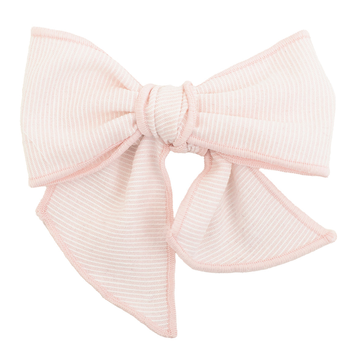 Calamaro Lebeche pale pink striped hair bow clip with long pointed tails