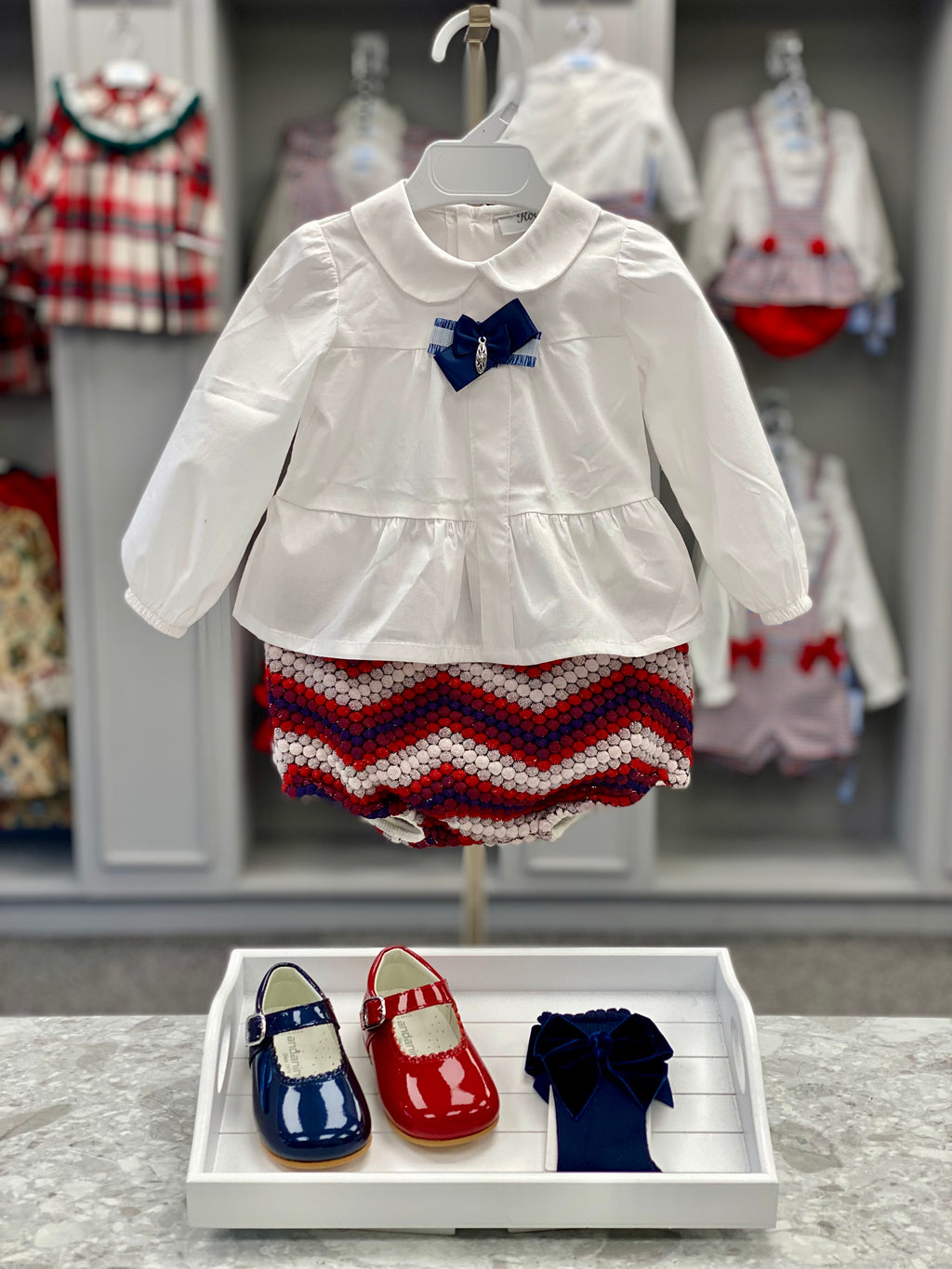 ROCHY AW23 Bolas Red & Navy Baby Girls Jam Pant Set - CLEARANCE SALE