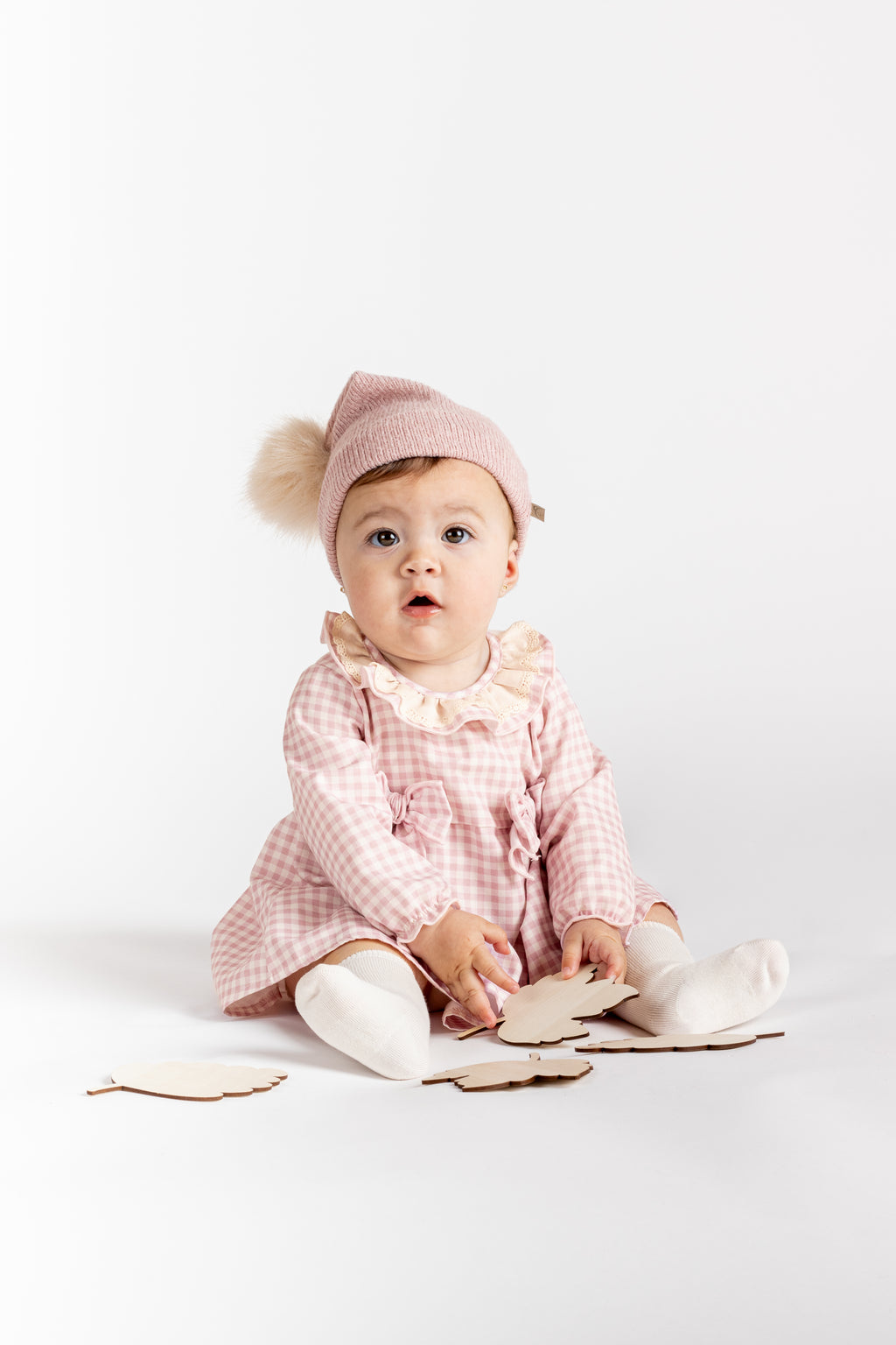 AW25 CALAMARO Berg Girls Pink Gingham Dress - 21303