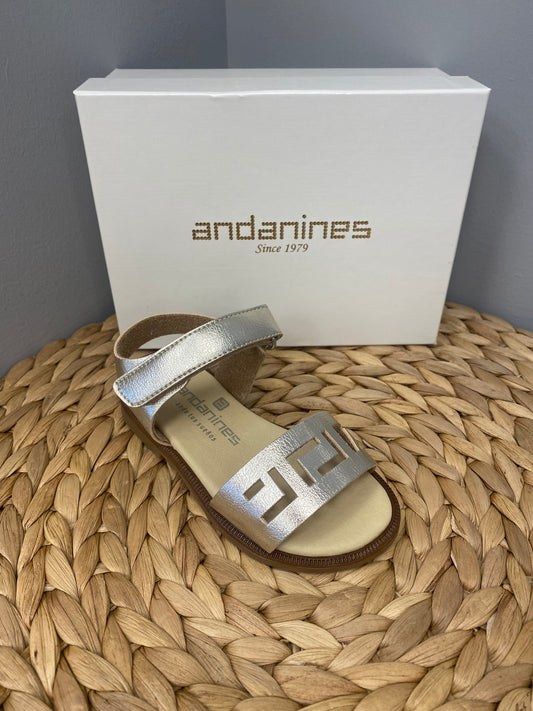 ANDANINES Girls Gold Leather Sandals