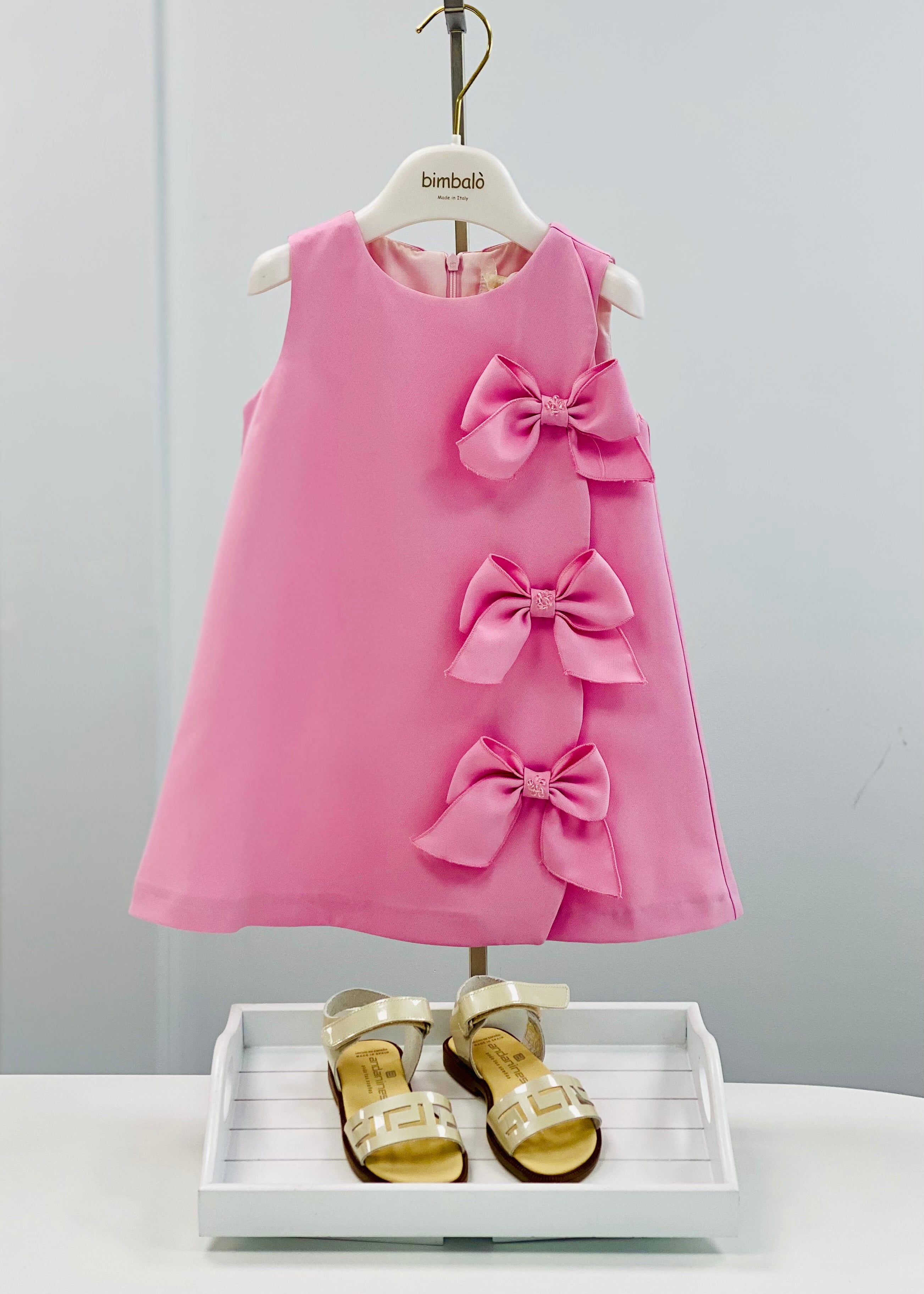 BIMBALO Girls Pink Bow A-Line Dress