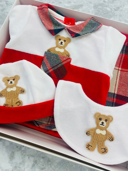 AW25 DEOLINDA Christmas Boys Red Four Piece Layette Set - 25137