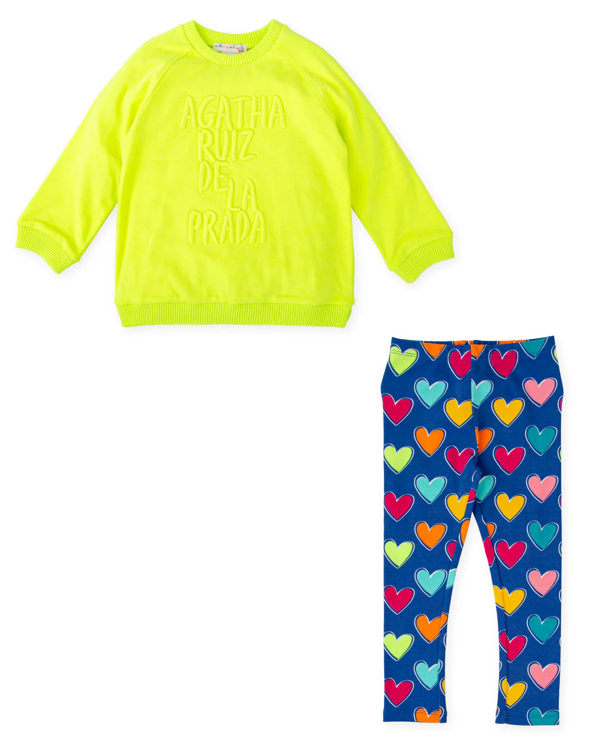 Agatha Ruiz de la Prada multicoloured heart-print girls outfit