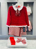 BASMARTI Red Dogtooth Girls Skort Set - 25513