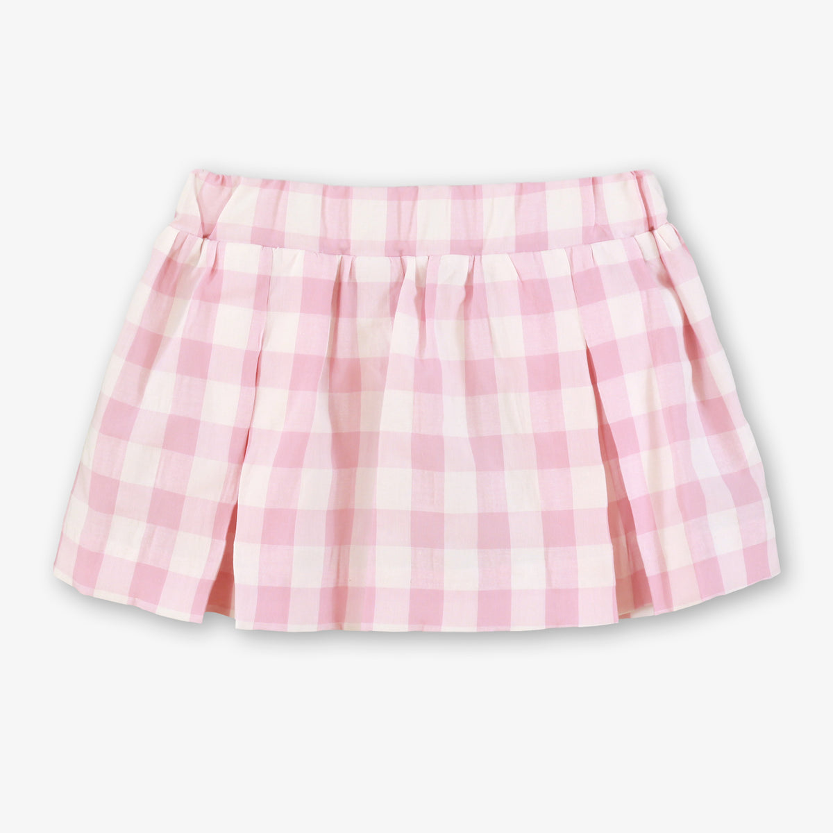 Miranda Pink Gingham girls skirt set alternate front view