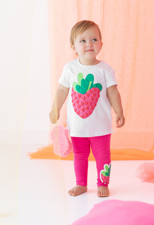 AGATHA RUIZ DE LA PRADA Girls Geranio Strawberry Print Leggings Set