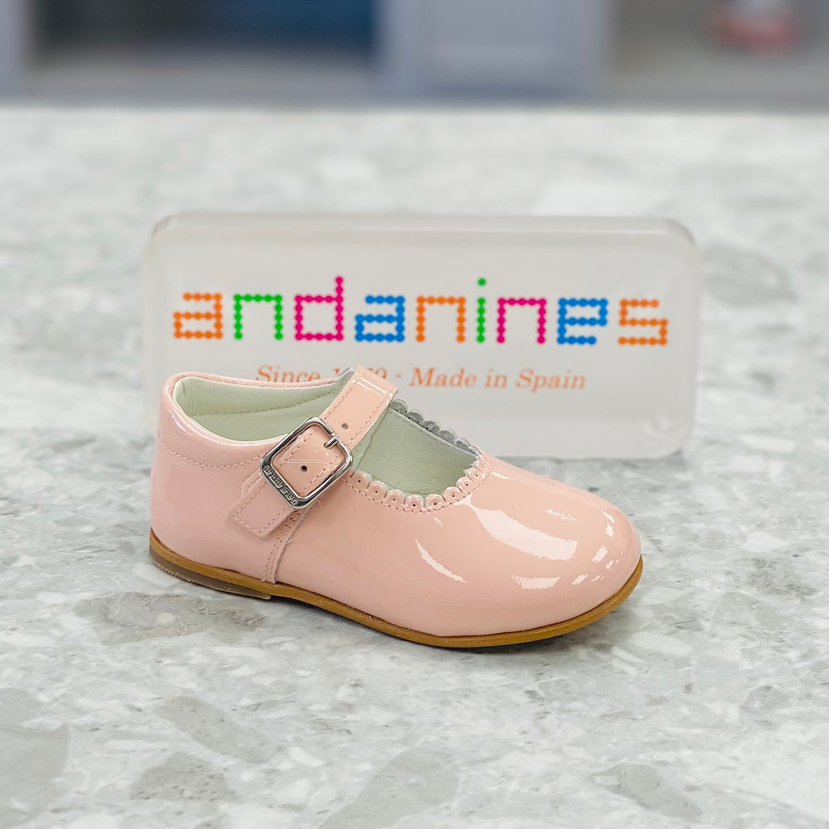 Andanines Pink Patent Leather Girls Mary Jane Shoes
