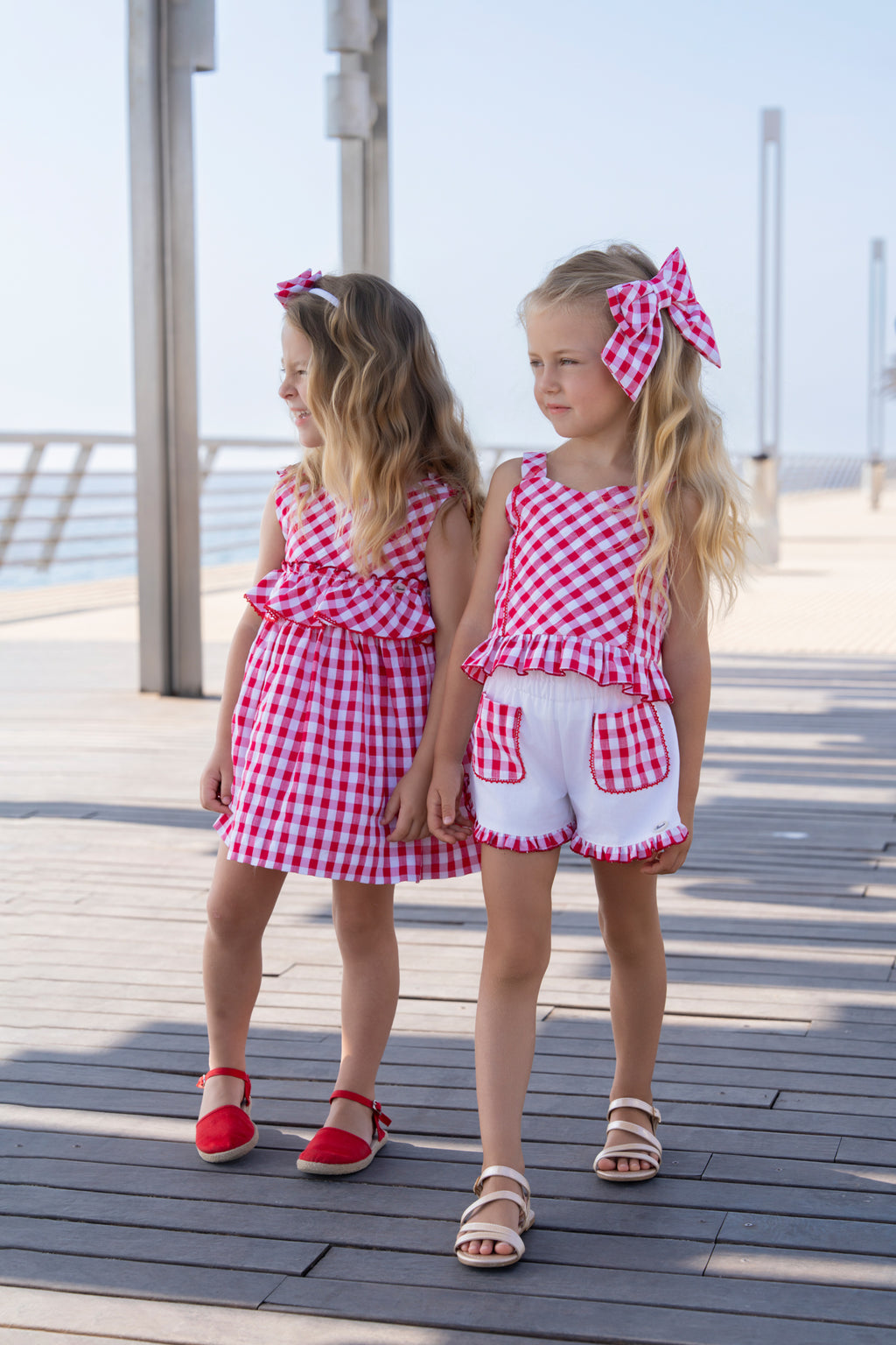 MIRANDA Red & White Gingham Girls Short Set - 616/23