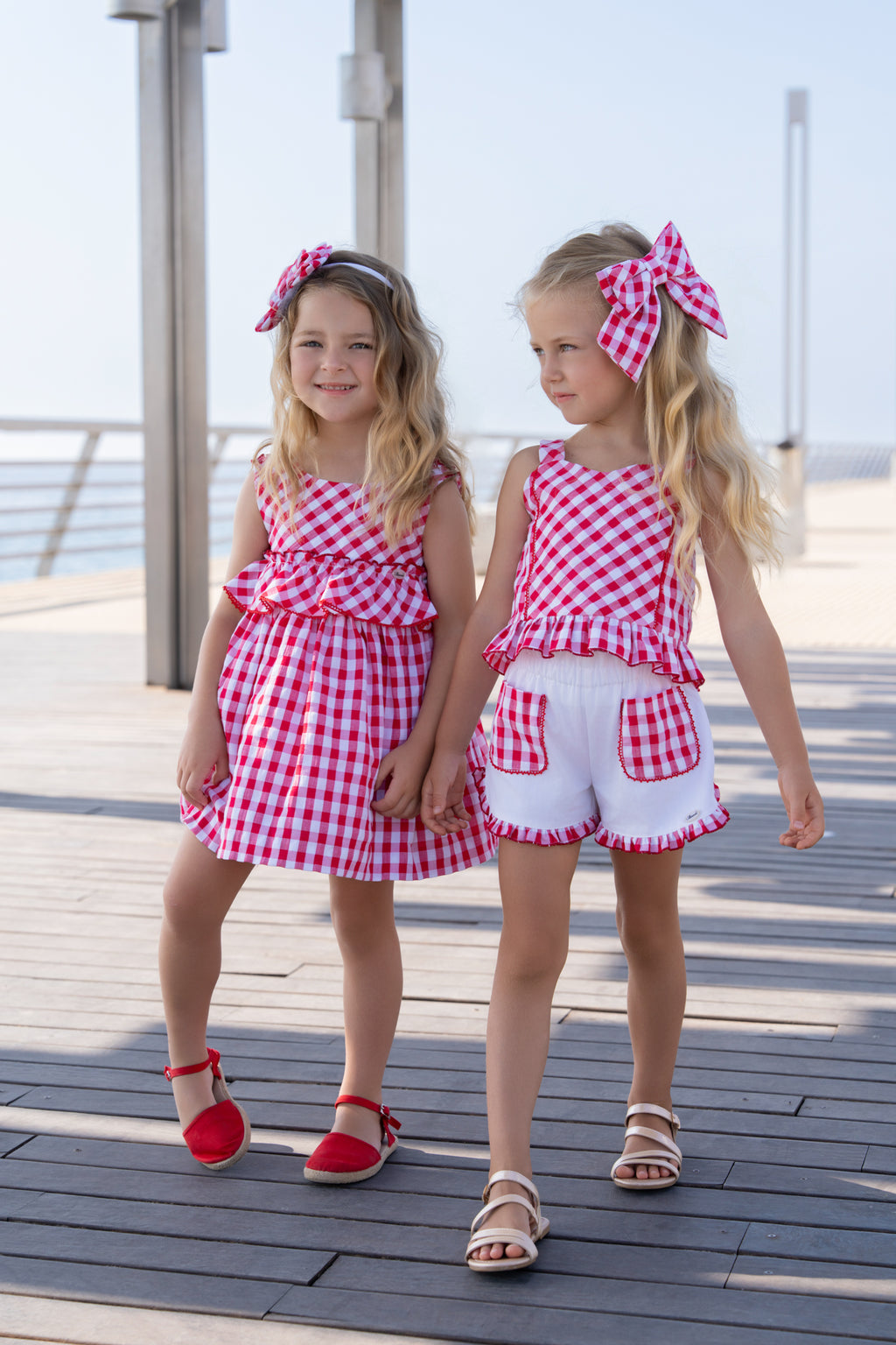 MIRANDA Red & White Gingham Girls Short Set - 616/23