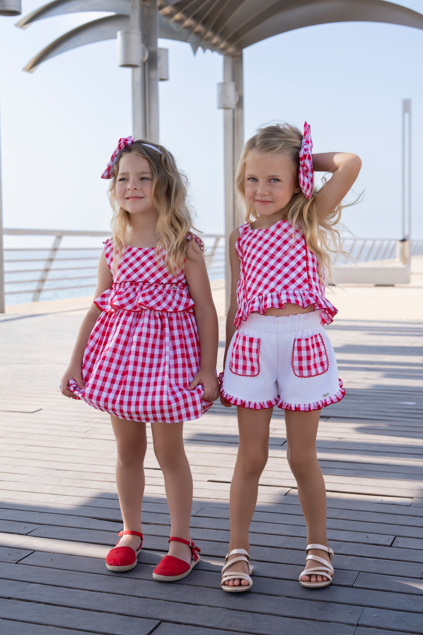 MIRANDA Red & White Gingham Girls Short Set - 616/23