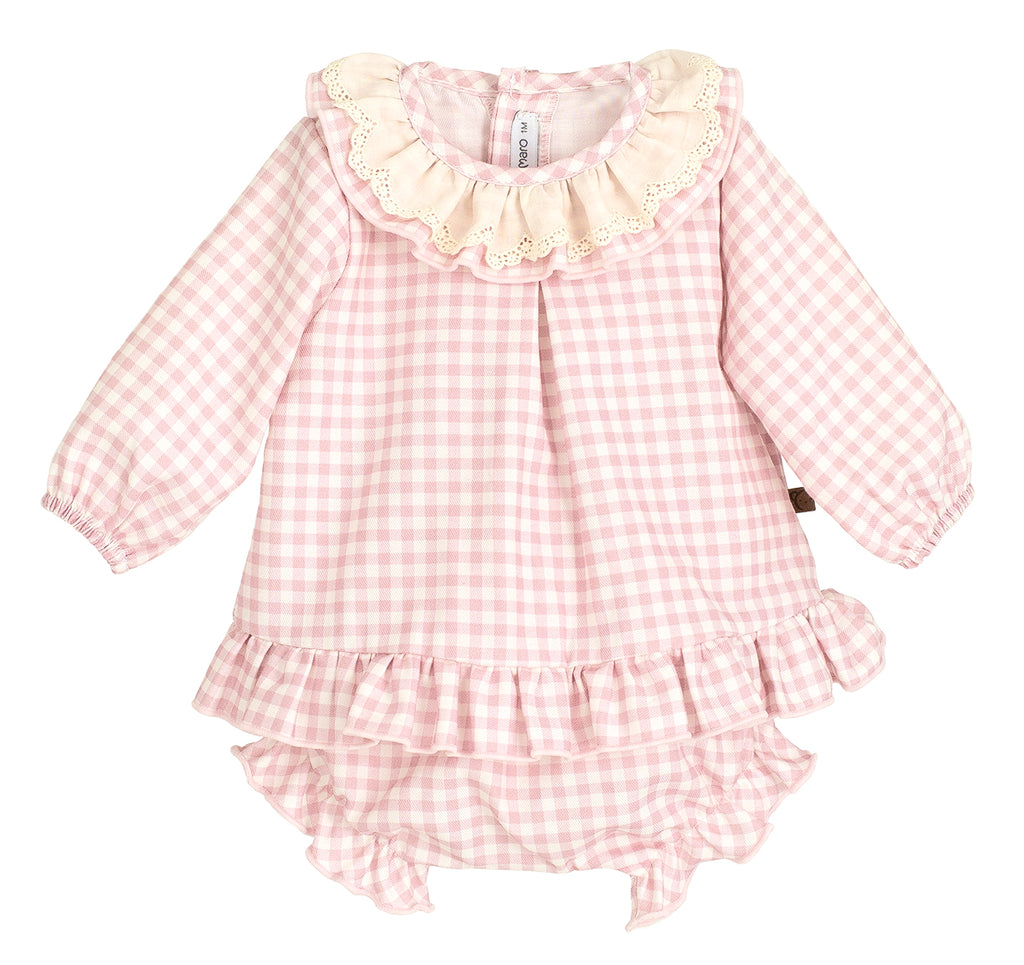 AW25 CALAMARO Berg Girls Pink Gingham Dress & Knickers - 22092