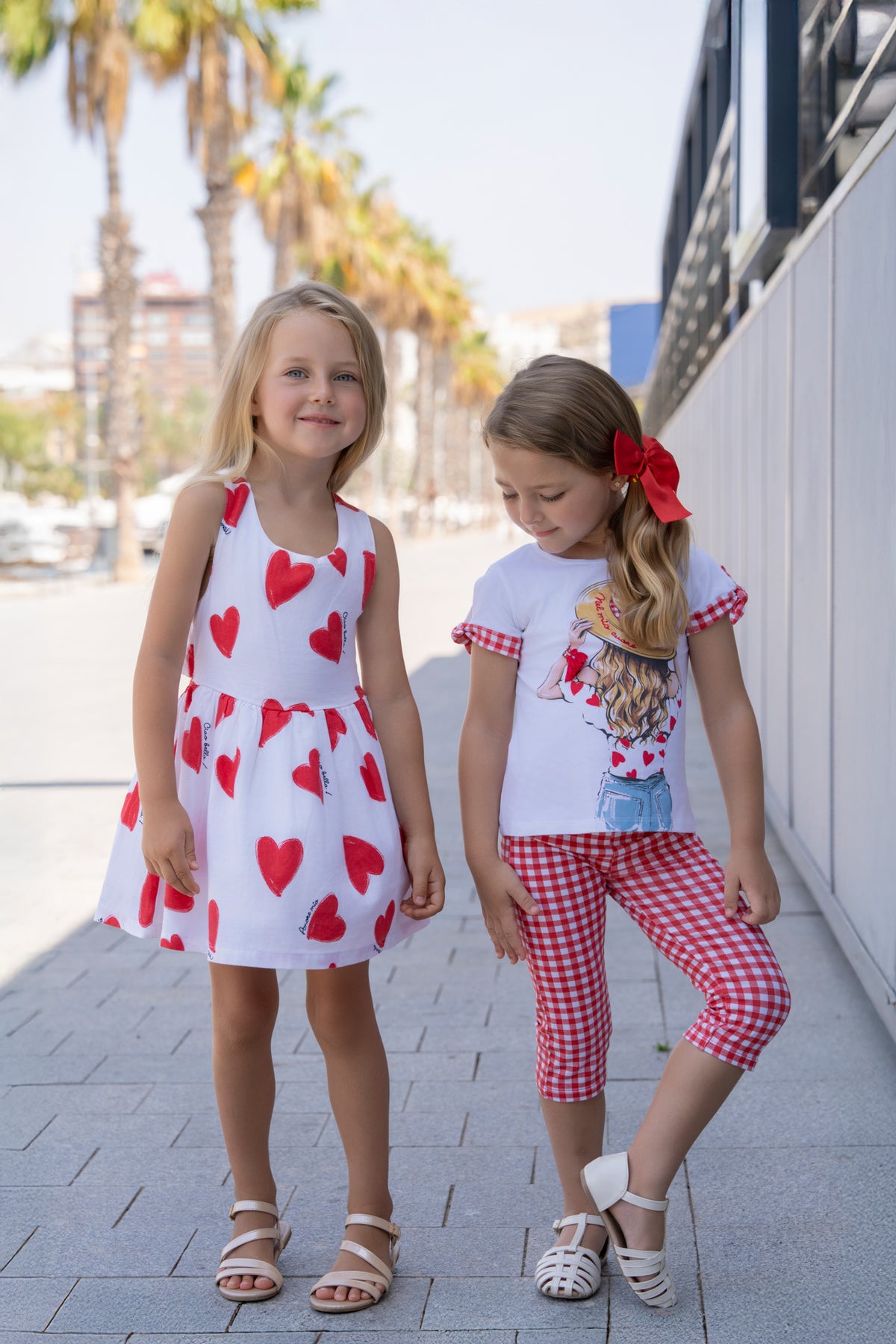 Miranda Corazon girls red and white heart print dress styled look