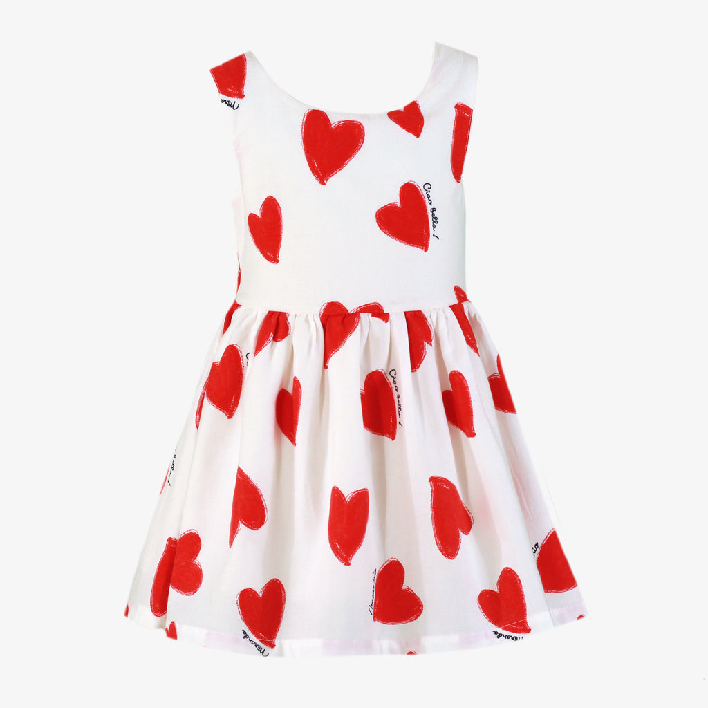 MIRANDA Corazon Girls Red & White Heart Print Dress - 624V