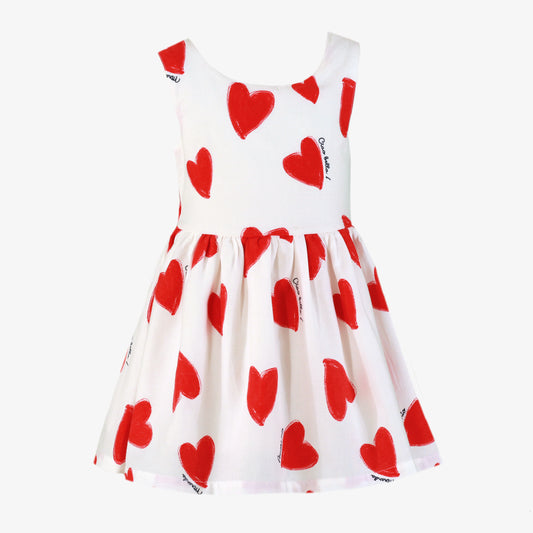 Miranda Corazon girls red and white heart print dress