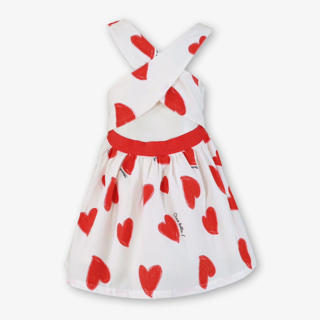 MIRANDA Corazon Girls Red & White Heart Print Dress - 624V