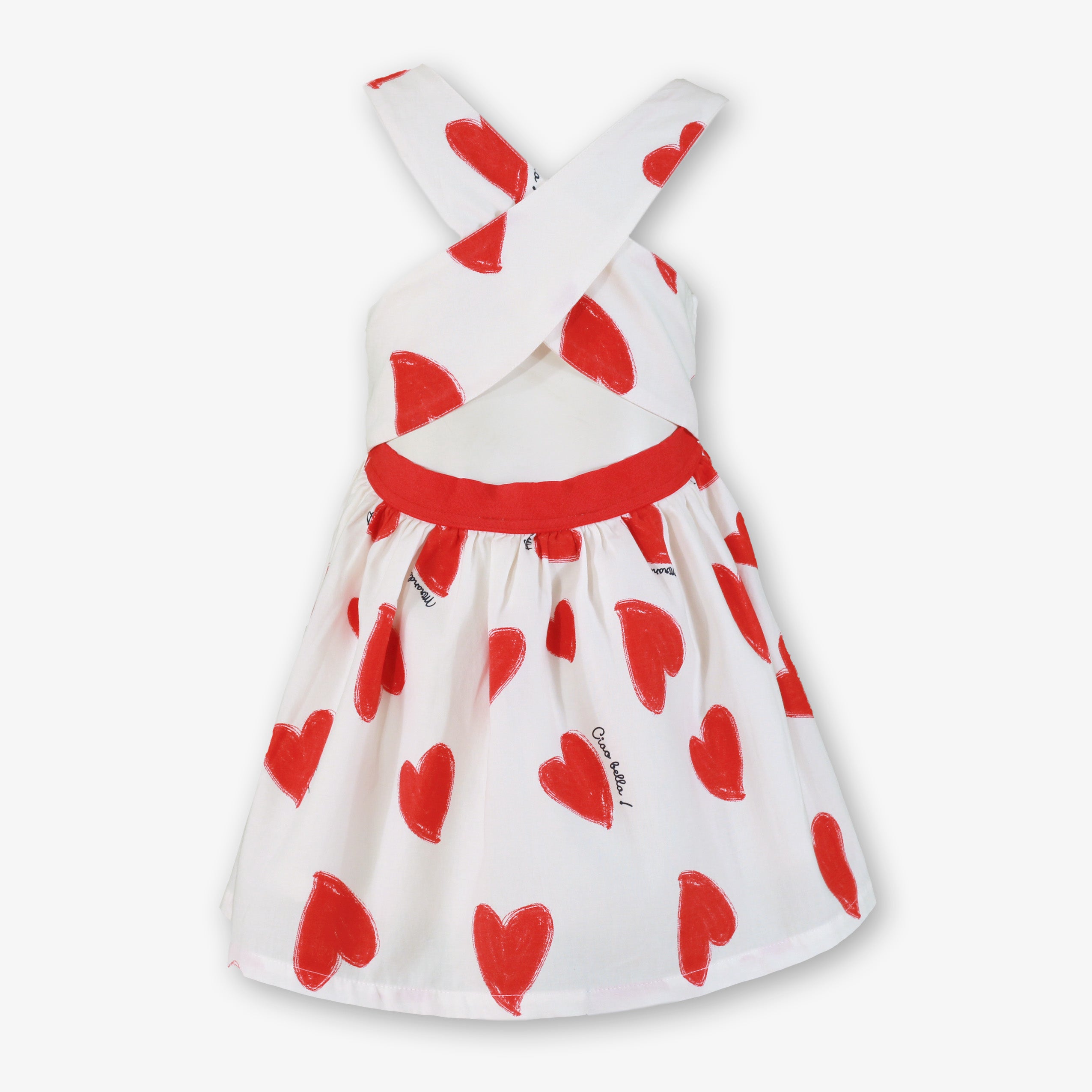 MIRANDA Corazon Girls Red & White Heart Print Dress - 624V