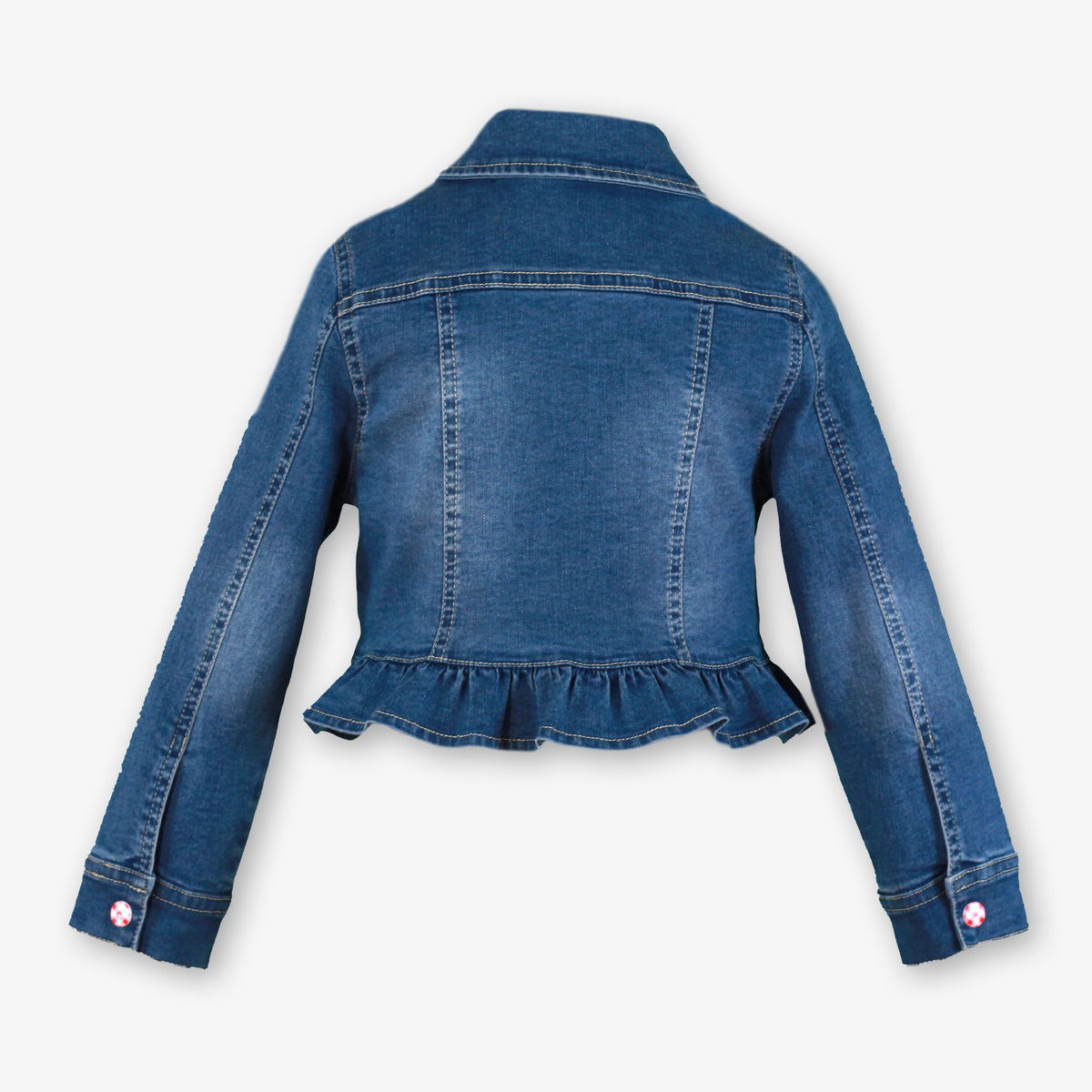 Miranda Corazon girls denim jacket with frill hem detail