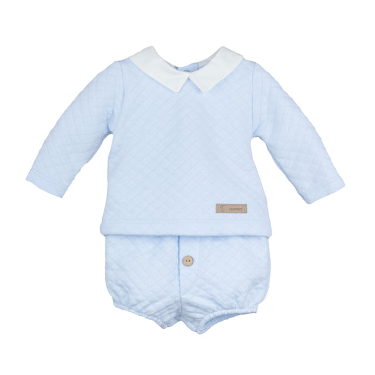 CALAMARO Sil Blue Quilted Boys Jam Pant Set - 11008