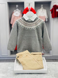 TUTTO PICCOLO Boys Grey & Beige Trouser Set with Jumper