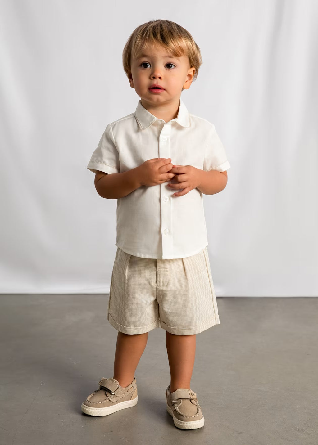 MAYORAL Boys Oat Check Short Set with Cardigan - 1225