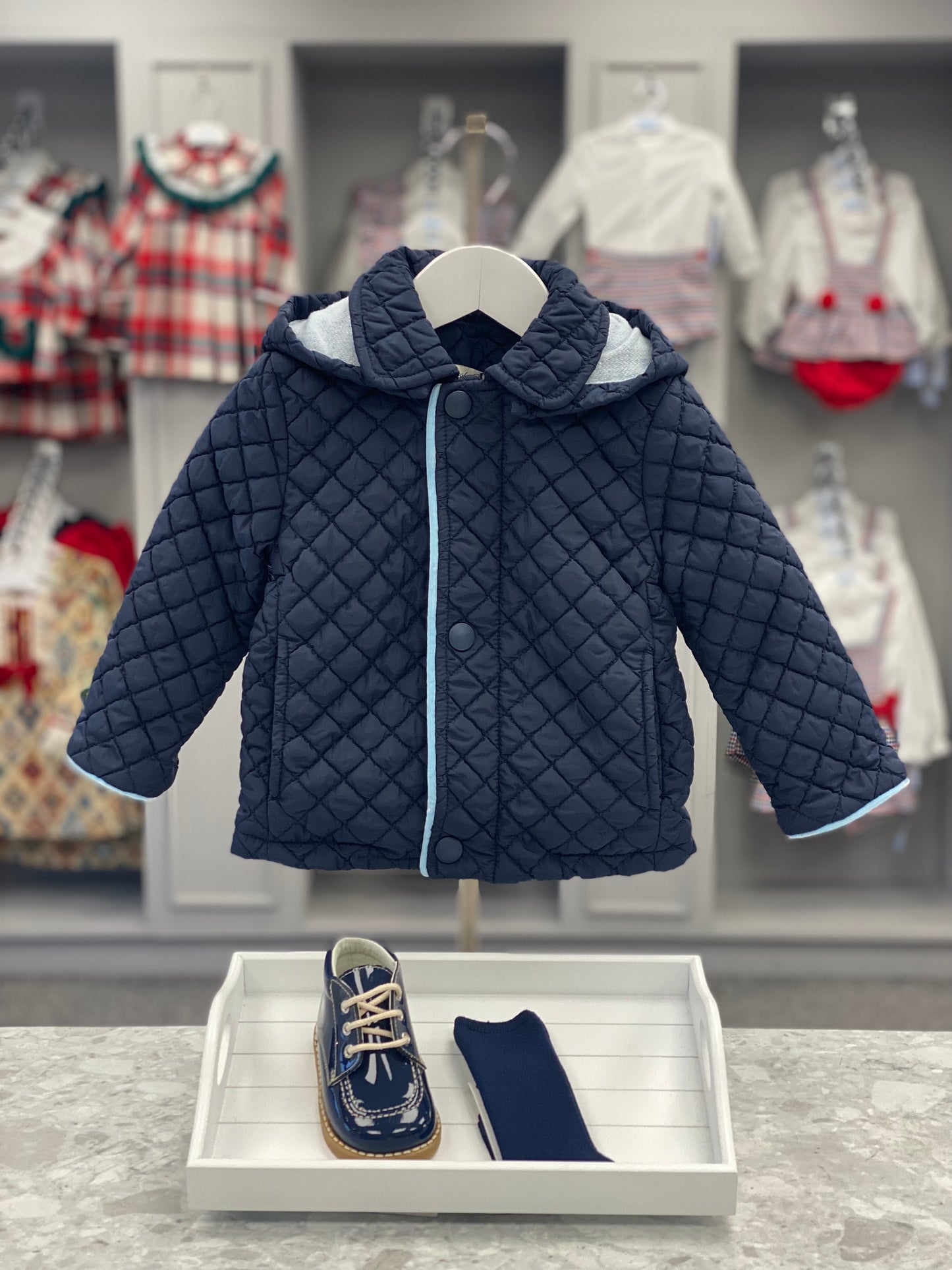 PICCOLA SPERANZA Navy Quilted Boys Coat - NON RETURNABLE