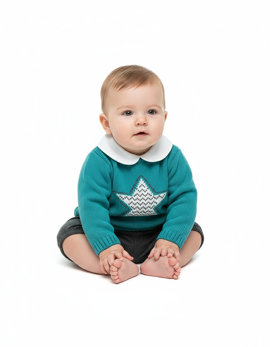JULIANA AW24 Ensueno Teal & Grey Boys Star Jam Pant Set - CLEARANCE SALE