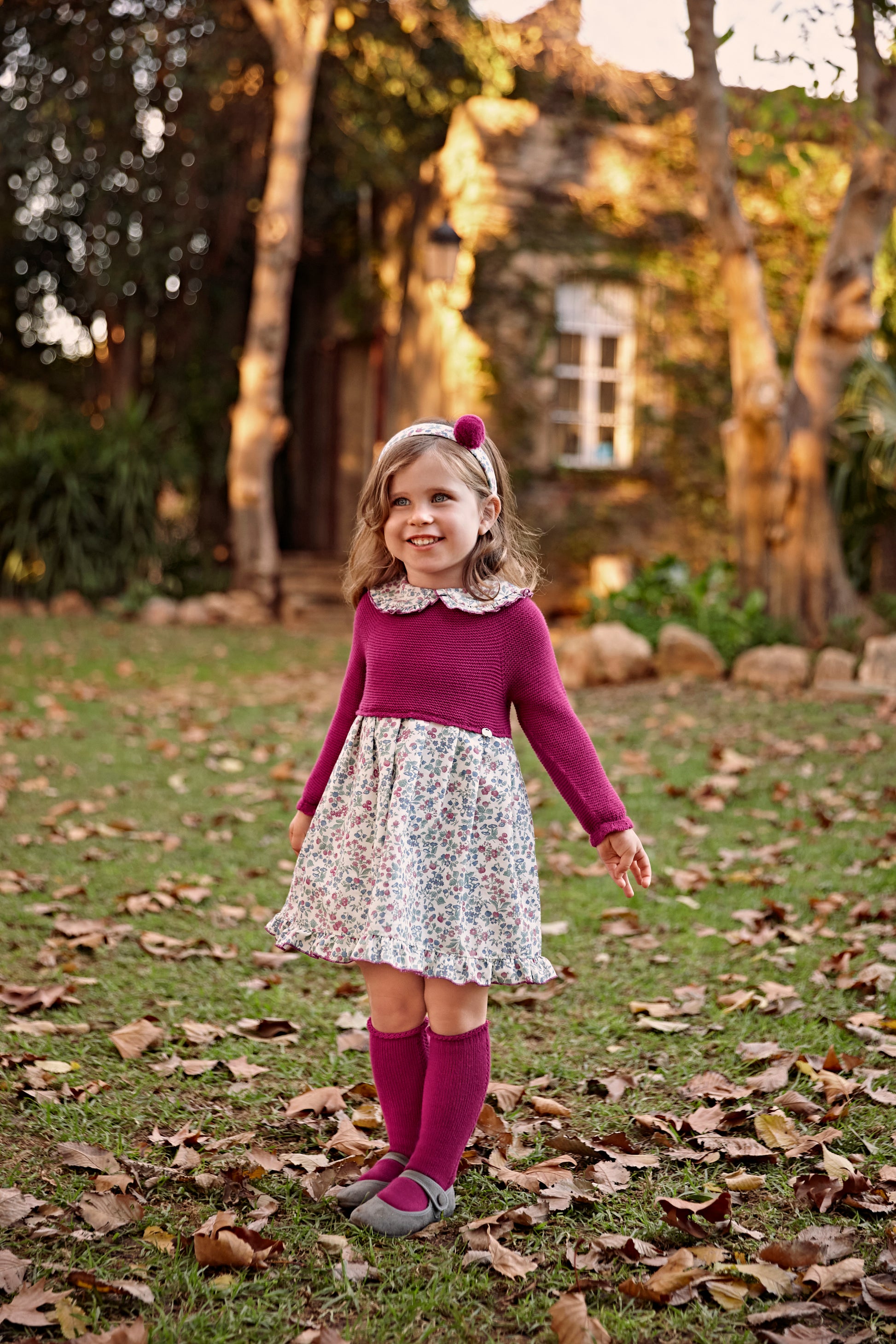 AW25 JULIANA Ritmo Girls Fuchsia Pink Floral Dress - 25648