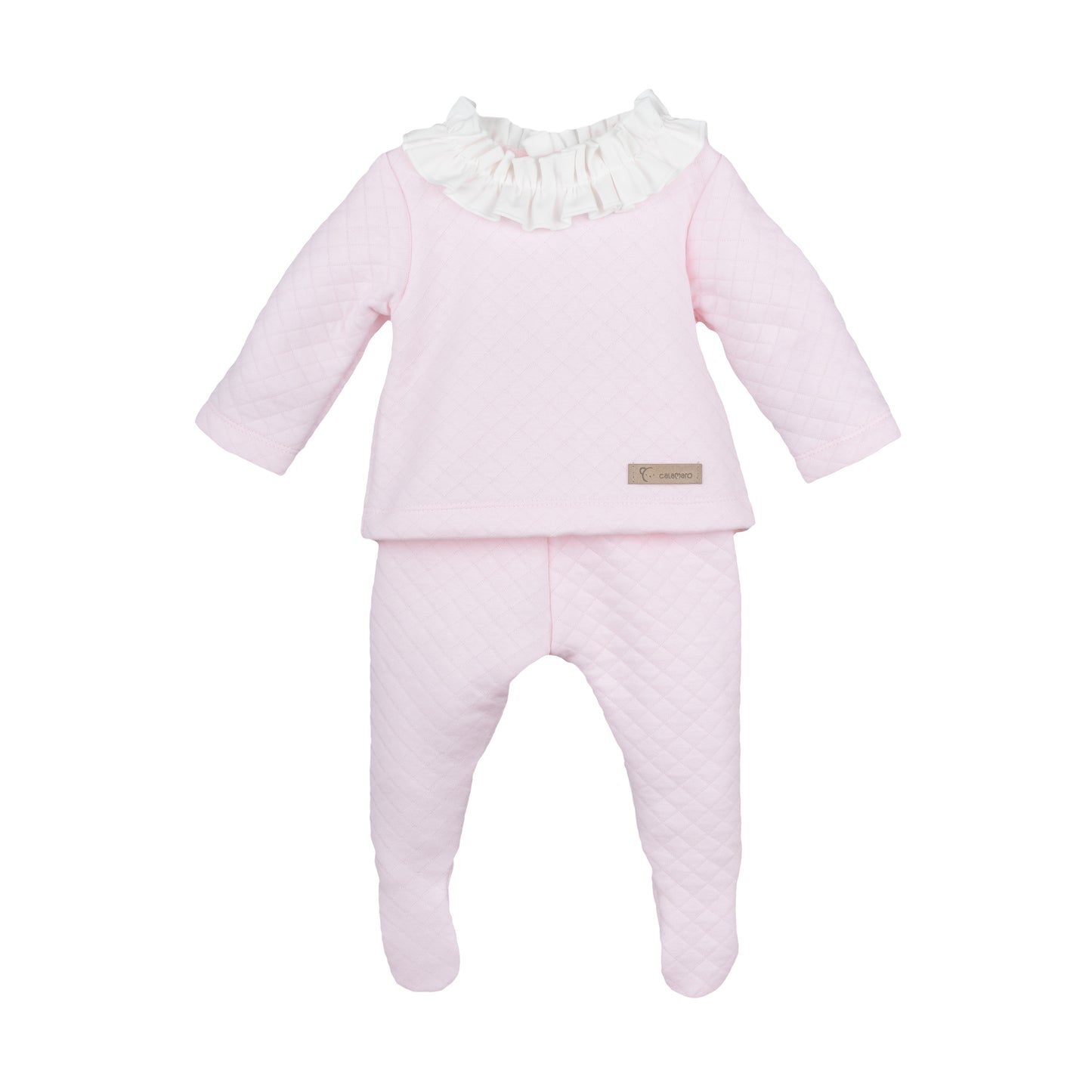 CALAMARO Sil Pink Quilted Girls Trouser Set - 11005