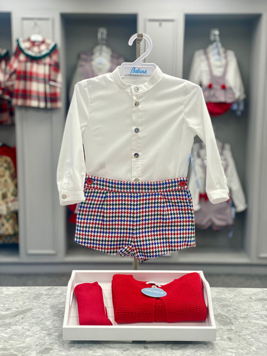 BABINE Red, Blue & Green Check Boys Short Set - 2512014