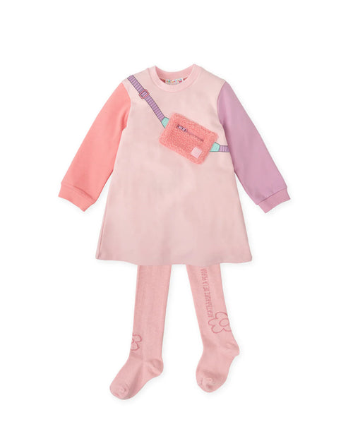 AW25 AGATHA RUIZ DE LA PRADA Girls Pink Bag Dress & Tights