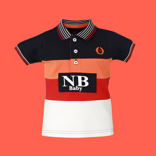MIRANDA NEL BLU Navy Colour Block Boys Polo Shirt - CLEARANCE SALE