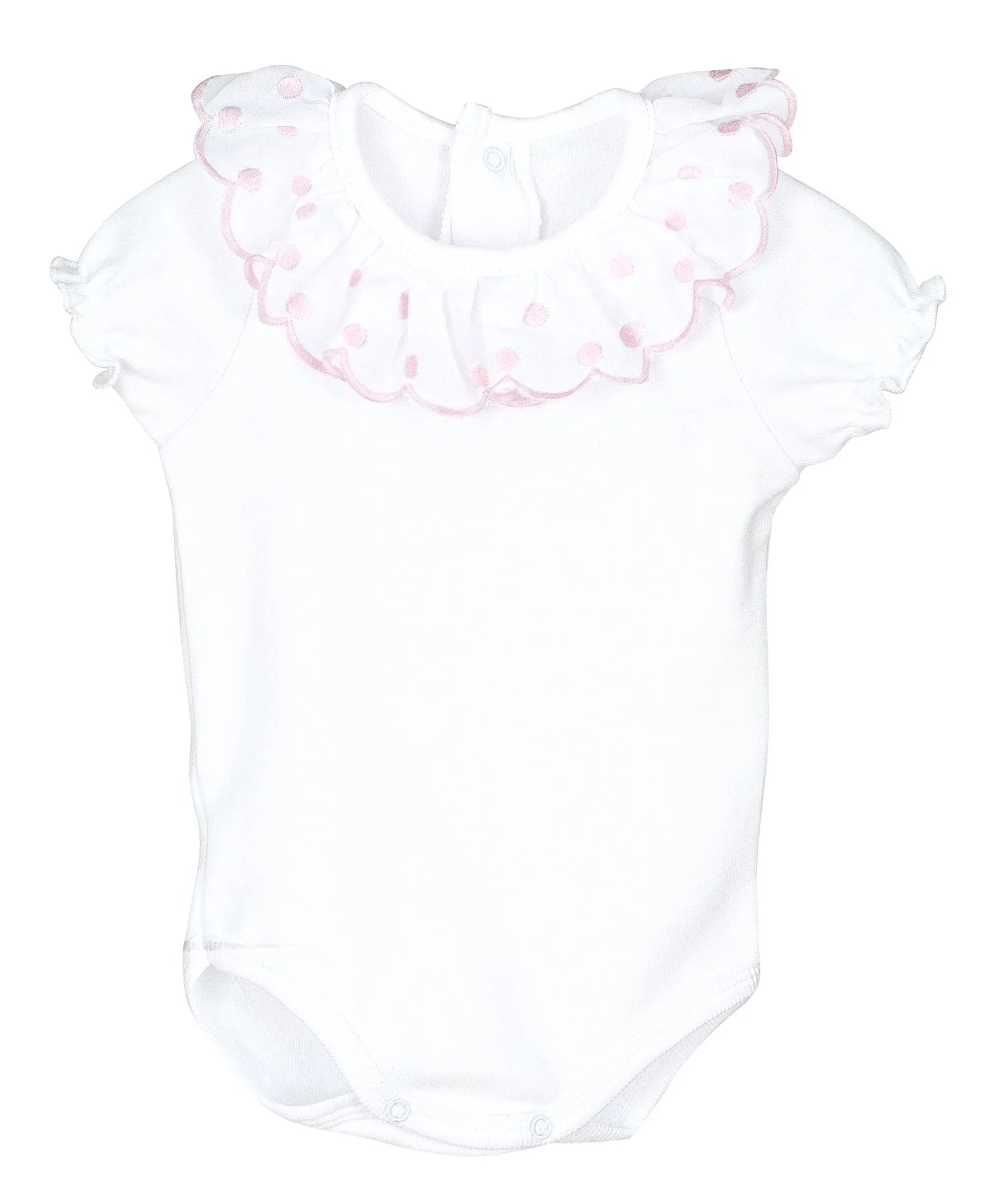 CALAMARO BASICS Baby Girls White & Pink Short Sleeve Vest - 19107