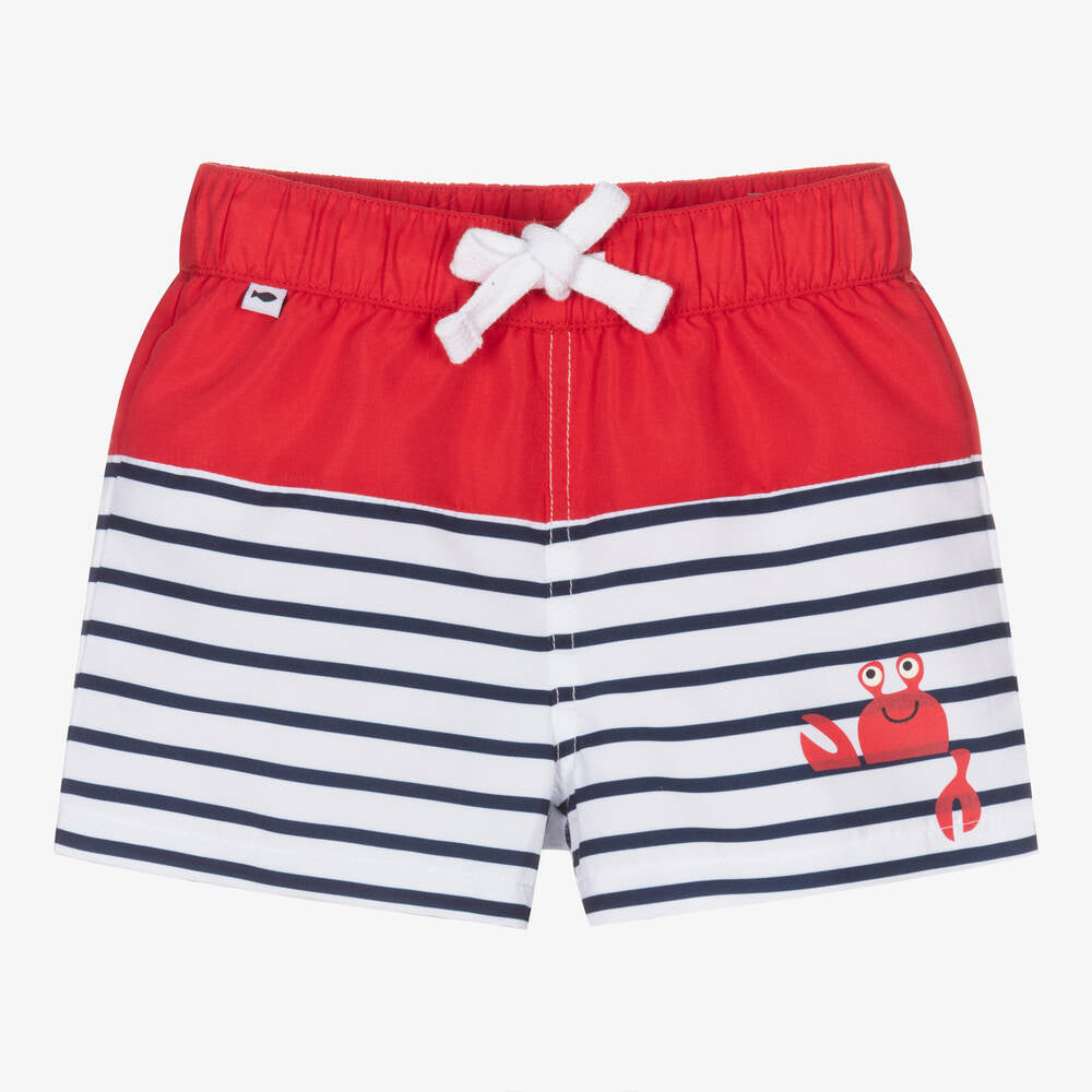 WEEKEND A LA MER Boys Soulo Red & Navy Stripe Swimming Trunks