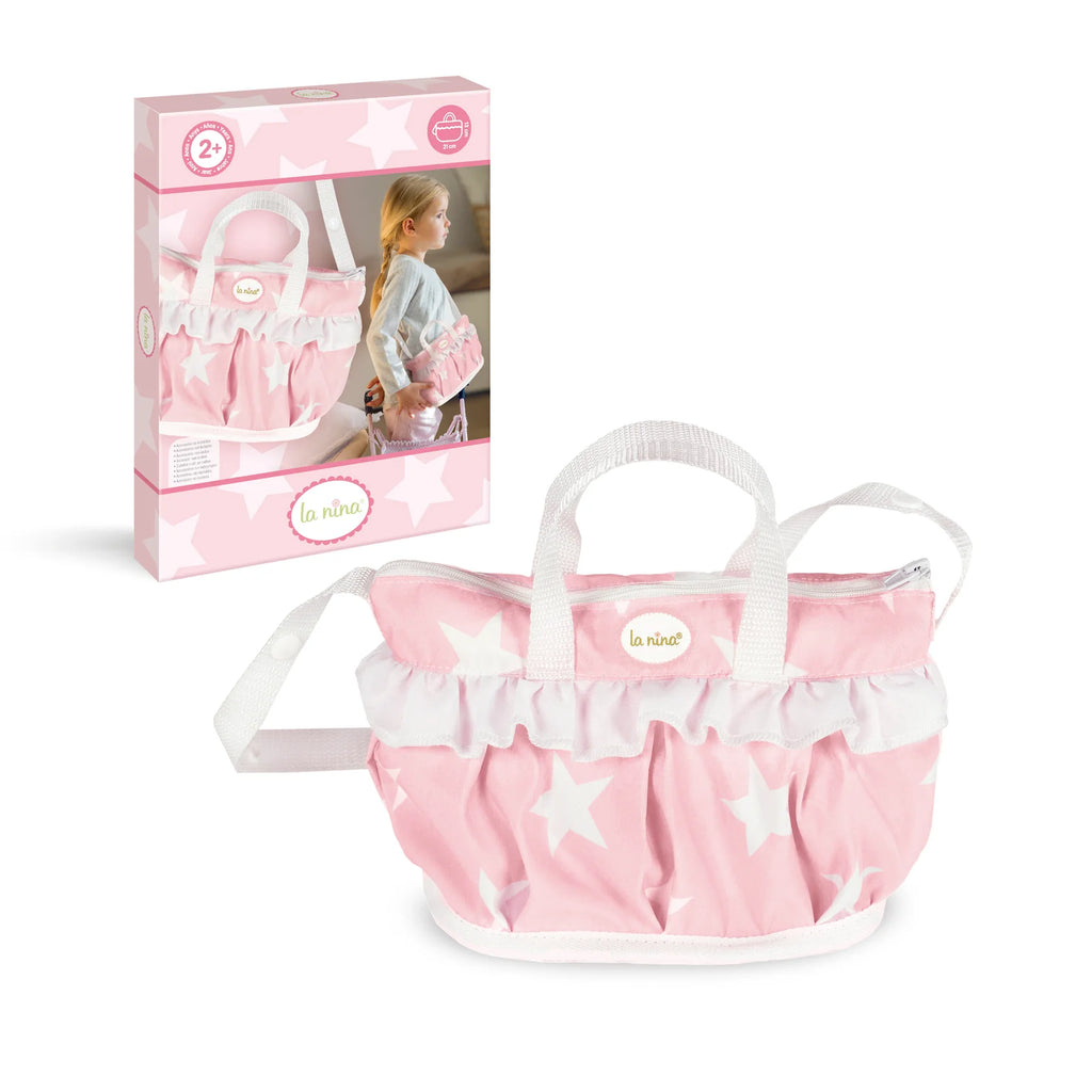 La Niña Carlota Pink and White Star Print Dolls Pram Bag - product.