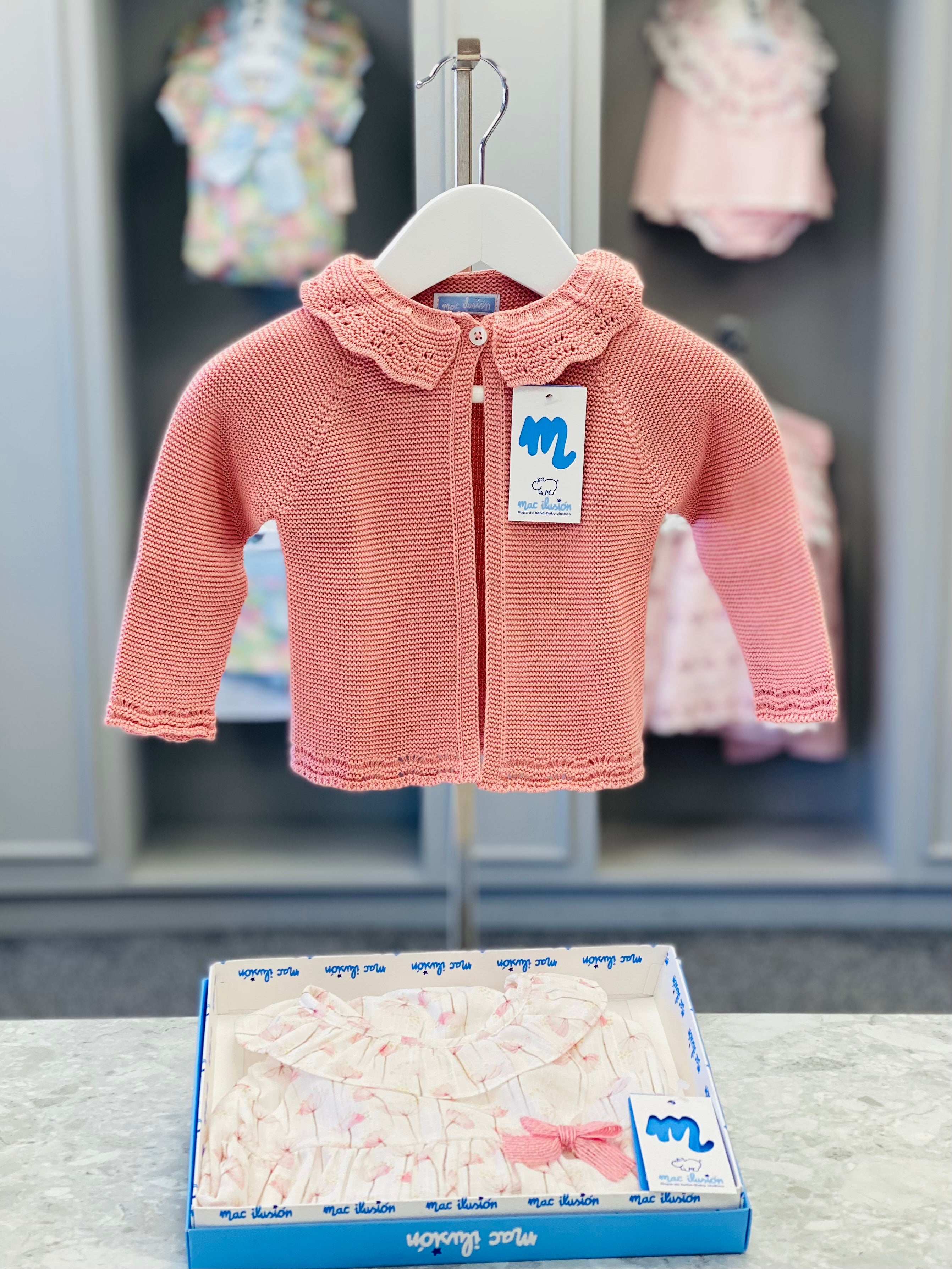 MAC ILUSION SS25 Showy Girls Blossom Pink Cardigan with Ruffle Collar - 9673