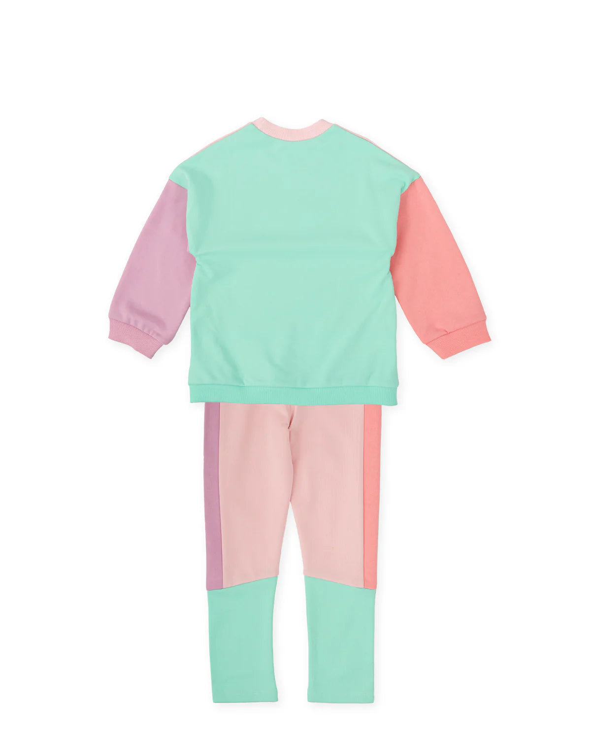 Pink flower sweatshirt with coordinating colour-block leggings